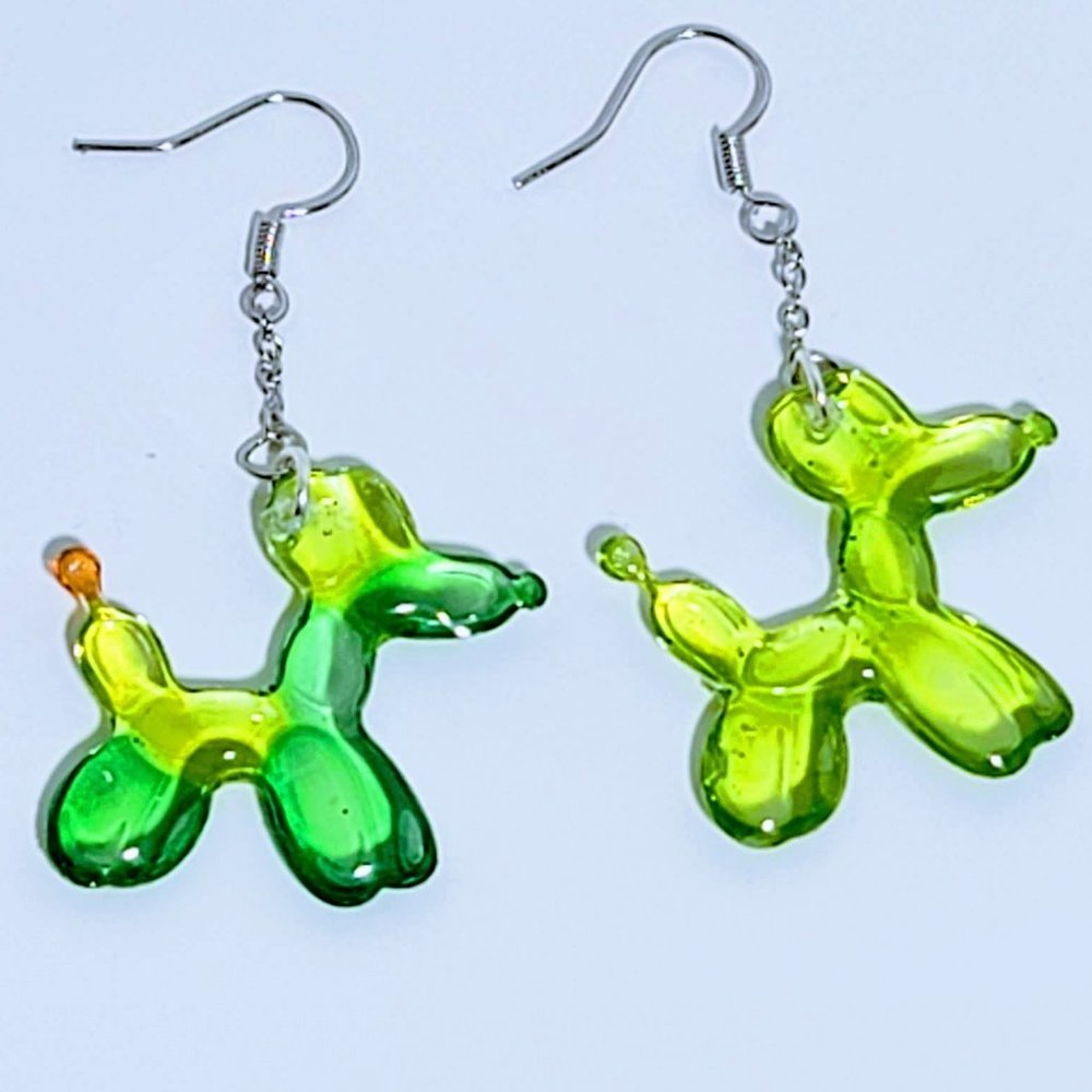 🆕 MBM Balloon Animals Green Dog Dangle Earrings - Picture 6 of 10